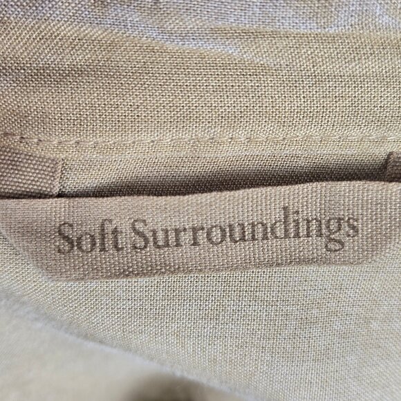 Soft Surroundings Sz Large River Valley Tan Embroidered Tunic Blouse Split Vneck - Picture 11 of 15